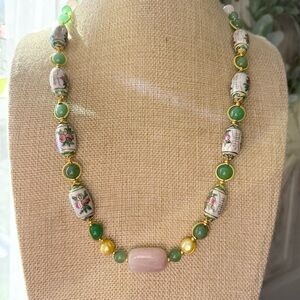Handmade Necklace w/VTG handpainted Chinese porcelain beads